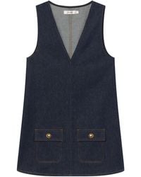 FRAME - V-Neck Denim Dress - Lyst