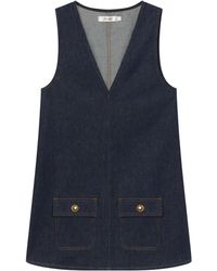 FRAME - V-Neck Denim Dress - Lyst