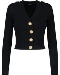 Balmain - V-Neck Long Sleeved Knitted Cardigan - Lyst