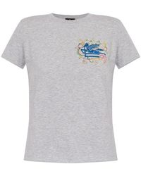 Etro - Pegaso Embroidered Crewneck T-Shirt - Lyst