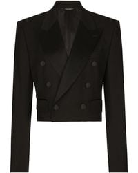 Dolce & Gabbana - Dolce Gabbana Double Breasted Cropped Jacket - Lyst