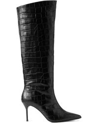 STAUD - Croc-Effect Leather Knee Boots - Lyst