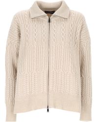 Lorena Antoniazzi - Cable-Knit Zip-Up Sweater - Lyst