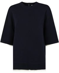 Lanvin - Contrasting-Trim Zip Detailed T-Shirt - Lyst