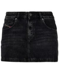 DIESEL - Logo Patch Denim Skirt - Lyst