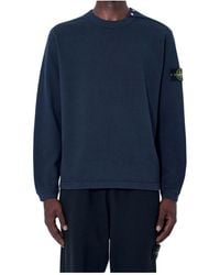 Stone Island - Crewneck Sweatshirt With Sleeve Logo Patch - Lyst