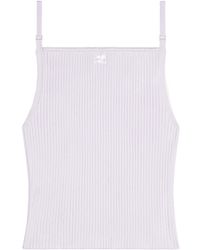 Courreges - Courrèges Logo Embroidered Ribbed-Knit Top - Lyst