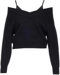 Alexander Wang - Off-Shoulder Ribbed Knit Jumper - Lyst