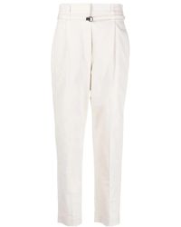 Brunello Cucinelli - High-Waist Belted Tapered-Leg Trousers - Lyst