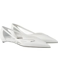 Prada - Pointed-Toe Cut-Out Detailed Ballerinas - Lyst