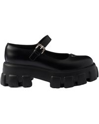 Prada - Brushed Leather Monolith Mary Janes - Lyst