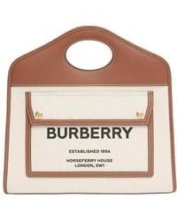 Burberry - Pocket Two-Tone Small Tote Bag - Lyst