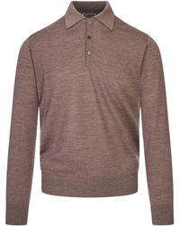 Canali - Long-Sleeve Knitted Polo Shirt - Lyst