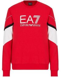 EA7 - Logo-Print Striped-Detail Sweatshirt - Lyst