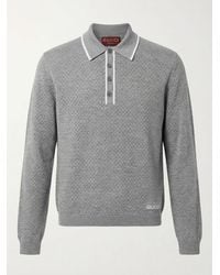 Gucci - Wool Perforated Long-Sleeve Polo Shirt - Lyst