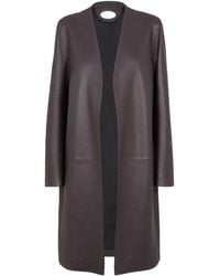 Fendi - Long Sleeved Topstitched Leather Coat - Lyst