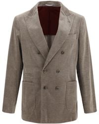 Brunello Cucinelli - Double-Breasted Tailored Blazer - Lyst