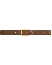 Saint Laurent - Cassandre Logo Plaque Belt - Lyst