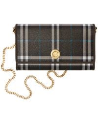 Burberry - Checked Chain Strap Wallet - Lyst