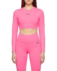 MSGM - Logo Small High-Collar Short Long-Sleeved T-Shirt - Lyst