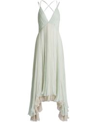 Alberta Ferretti - Pleated Asymmetric Dress - Lyst