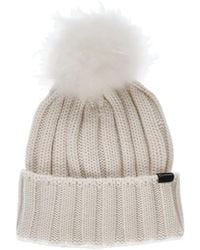 Woolrich - Logo Patch Pompom Detailed Beanie - Lyst