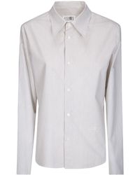 MM6 by Maison Margiela - Striped Frayed Hem Shirt - Lyst