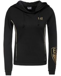 EA7 - Logo Printed Hooded Sweater - Lyst