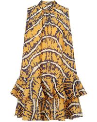 ALÉMAIS - Ripple Tiered Printed Ramie Mini Dress - Lyst