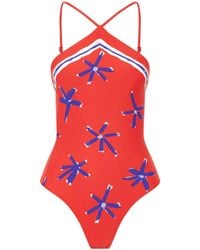 STAUD - Cadence Printed Halterneck One-Piece - Lyst