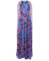 Carolina Herrera - Floral Caped Halterneck Silk Gown - Lyst