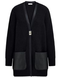 Ferragamo - Ferragamo Leather Trim Cardigan - Lyst