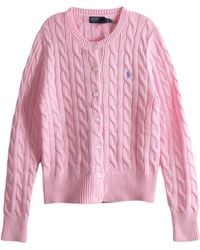 Polo Ralph Lauren - Cable-Knit Cotton Crewneck Cardigan - Lyst