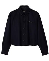 Miu Miu - Logo-Embroidered Button-Up Shirt - Lyst