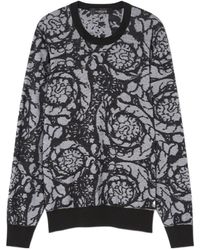 Versace - Baroque Motif Crewneck Knitted Jumper - Lyst