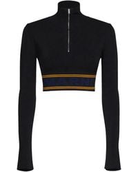 Marni - Logo Intarsia-Knit High Neck Cropped Jumper - Lyst