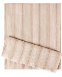 Brunello Cucinelli - Linen Scarf With Sparkling Regimental Stripes - Lyst