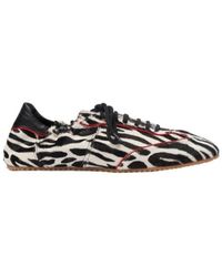 SCAROSSO - Riley Zebra Printed Lace-Up Sneakers - Lyst