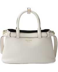 Prada - Buckle Small Leather Handbag With Double Belt - Lyst