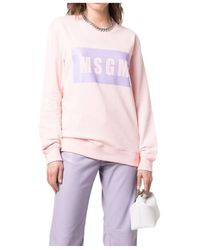 MSGM - Logo-Print Crew Neck Sweatshirt - Lyst