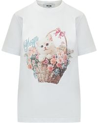 MSGM - Embellished Crewneck T-Shirt - Lyst