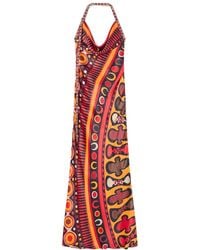 PUCCI - Pucci Printed Cowl-Neck Long Dress - Lyst