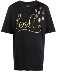 Fendi - X Noel Fielding Embroidered-Logo T-Shirt - Lyst