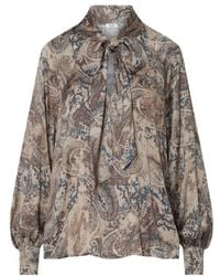 Liu Jo - Bow-Neck Printed Top - Lyst