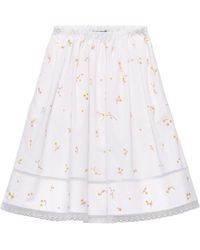 Prada - Embroidered Poplin Midi Skirt - Lyst