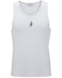 JW Anderson - Jw Anderson Logo-Embroidered Ribbed-Knit Sleeveless Tank Top - Lyst