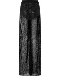 Pinko - Sheer Sequinned Wide-Leg Trousers - Lyst