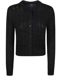 Ralph Lauren - Cable Knit Cropped Cardigan - Lyst