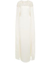 Safiyaa - Bridal Embellished Crepe Cape Gown - Lyst