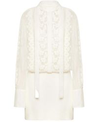 Valentino - Floral-Embroidered Long-Sleeve Dress - Lyst